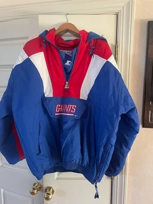 Starter New York Giants Pullover Jacket – Blue Red White Hooded 90s NFL XL - Image 1 of 4