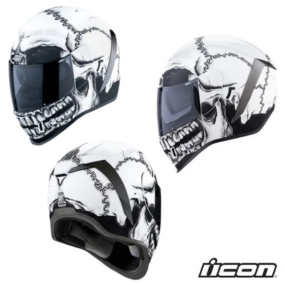 Capacete branco Icon Airform Crestall rosto inteiro motocicleta de rua - Escolha o tamanho - Imagem 1 de 4