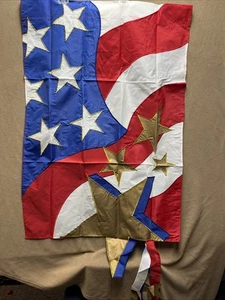 4th of July Stars and Stripes Garden Flag 40" x 28" Embroidered Nylon - Picture 1 of 13