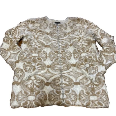 Cárdigan The Limited Cremallera Completa Suéter Mujer Brocado Pestañas Difuso Marfil Tostado M Foto 1 de 4