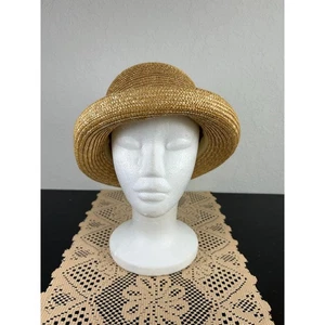 Vtg Women Hat Street Smart Betmar- Tan Straw- Rolled edge Hat- retro Fall - Picture 1 of 6