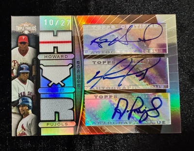 2007 Topps Triple Threads Triple Relic Combo Auto Pujols, Ortiz, Howard/27 Foto 1 de 4