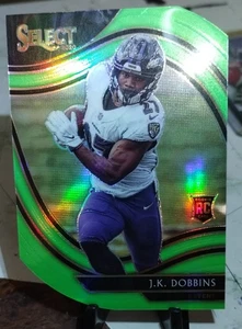2020 PANINI SELECT DIE-CUT GREEN PRIZM #352 J.K. DOBBINS ROOKIE CARD - Picture 1 of 2