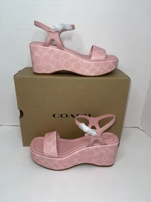 Sandalia de cuña Coach Gale para mujer - Rosa polvo | Jacquard exclusivo | Talla 7,5B Foto 1 de 4