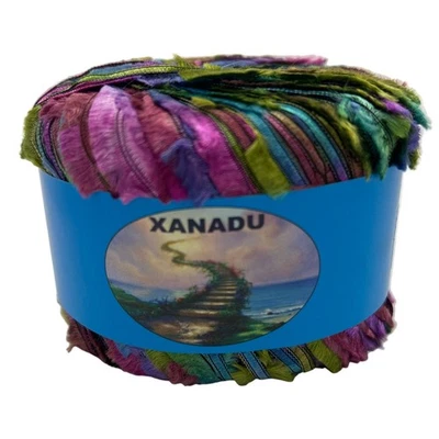 Madeja de hilo de cinta con flecos Xanadu Peacock #8434 Elizabeth Austen KFI artesanía voluminosa Foto 1 de 4