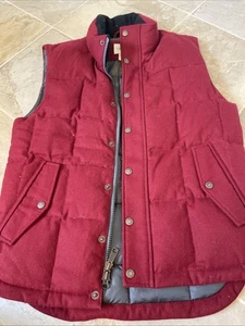 LAND'S END Wool Down Quilted Puffer Grey Vest Size Small Cranberry - Picture 1 of 6