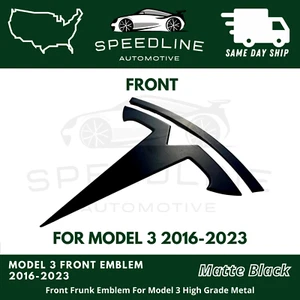 Emblema capó delantero Tesla MODELO 3 NEGRO MATE Frunk T insignia logotipo actualización - Imagen 1 de 1