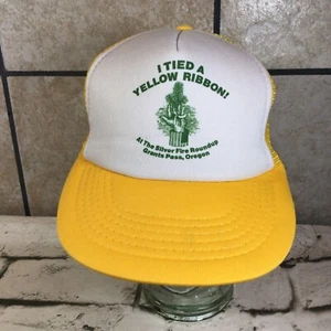 Vintage Trucker Hat I Tied A Yellow Ribbon! Yellow Snapback Cap Grants Pass OR - Picture 1 of 8