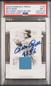 2020 Panini National Treasures - Pete Rose 4/10 - Material - Auto PSA7 Auto 10