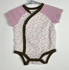 Dwell Studio Target Baby Girls Pink Brown Bird Bodysuit Kimono Bodysuit 0-3 M