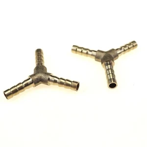 2Pcs1/4" Y-3 Way Brass Hose Barb Fitting Pipe Tubing Splicer Fuel Water Gas Air - Picture 1 of 7