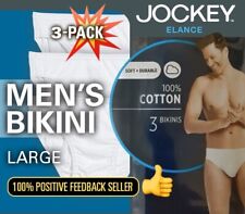 Jockey Elance 3 Pack Men's Low Rise Bikini Briefs NEW Large White Old Stock
