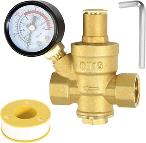 Wasserdruckregler 1/2 Zoll mit Manometer, aus 100% hochhärtem Messing - Bild 1 von 2