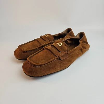 Mocasines MIU MIU Ruches Roble Gamuza Nuevos y Auténticos Foto 1 de 4