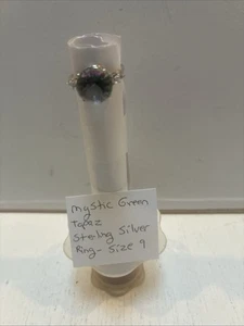 Vintage Green Mystic Topaz  Sterling Silver Ladies Ring Sz 9 - Picture 1 of 8