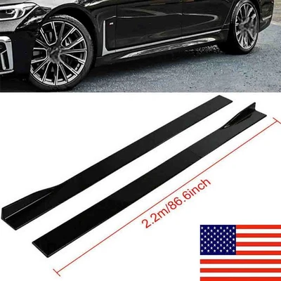 Gloss Black 86.6'' Side Skirts Extension Rocker Panel Lip For BMW 740i 750i 760i Foto 1 de 4