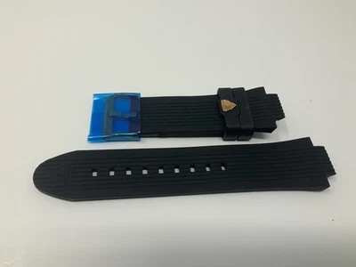 NOS Swiss Legend Correa de Silicona Negra con Hebilla de Oro Rosa 18mm Foto 1 de 4