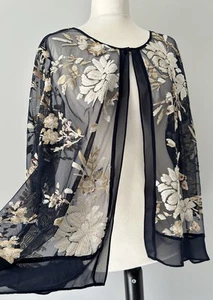 Chesca Navy Gold Sequin Floral Bolero Cardigan Kimono Jacket 3 20 22 BNWT £185 - Picture 1 of 23