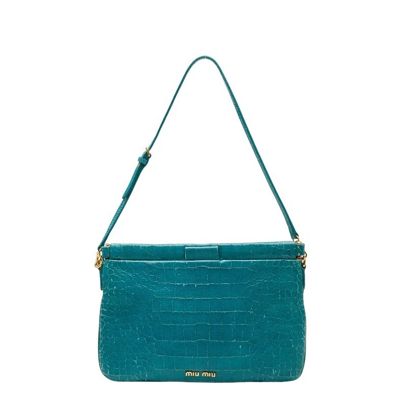 バッグ Archive miu miu leather hand bag blue バッグ Archive miu