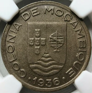 MOZAMBIQUE Portuguese PORTUGAL colonial 50 centavos 1936 NGC MS 63 UNC Nickel - Picture 1 of 3