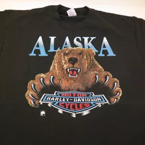 VINTAGE 1981 JERZEES HARLEY DAVIDSON MOTORCYCLES ANCHORAGE ALASKA TEE T SHIRT XL - Picture 1 of 5