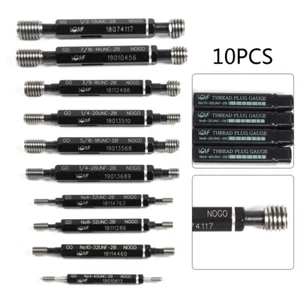10 Pcs UNC/UNF Thread Plug Gage Gauge Set Double End Go And No Go H28 SKD11 - Foto 1 di 20