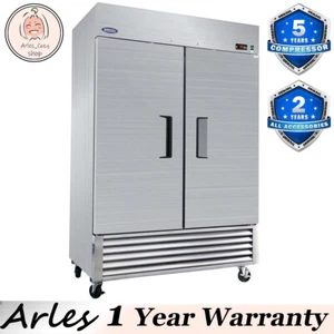 54" 49 Cu.ft Commercial Refrigerator with 2 Solid Door Reach-In Fridge Storage - Picture 1 of 17