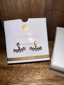 Gorjana Ear Jacket Earrings Gold Color With Clear Crystal NWT - Picture 1 of 4