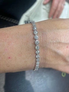 6.25ct old cut 100% Natural Round Diamond Tennis Bracelet, White Gold - Picture 1 of 13