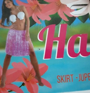 LADIES PINK HAWAIIAN HULA SKIRT - 22- 36 inch Stretch waist (56- 92cm) . - Picture 1 of 5