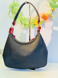 CASUAL CORNER BAG Black Polyester/ Leather Purse With Logo Charm Lined - Picture 1 of 7