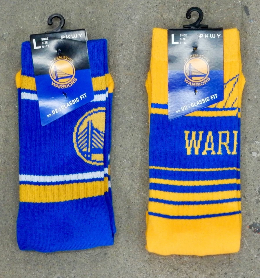 2 Pack Golden State Warriors Mens Curry Socks Gift Large Crew Stripes Horizon - Image 1 of 1