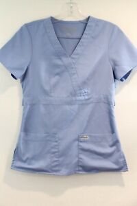 Barco Grey's Anatomy Scrub Top size S Blue V-Neck Adjustable Waist Pocket