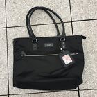 Vintage Nine West Black Shoulder Tote Travel Bag Zip Closure Bright Shoe Lining