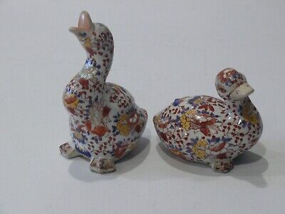 Vintage Japanese / Chinese Pair Ceramic Hand Painted Imari Ducks • 75$