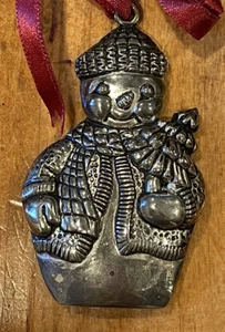 VTG Rare Gorham Silver Plated 1984 Heritage Snowman Christmas Ornament 3" - Picture 1 of 4