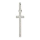 Sterling Silver 925 Elongated Latin Cross With Cz Charm Pendant 1.58 Inch