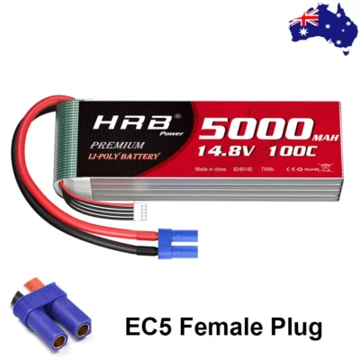 HRB 14.8V 5000mAh 100C 4S Lipo Battery EC5 for RC Car Buggy Truck - image 1 of 4