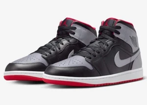 Scarpe Air Jordan 1 Mid Bred Shadow nere grigio lupo rosse DQ8426-006 da uomo taglia 12 - Foto 1 di 24