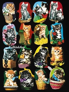 # GLANZBILDER # Krüger 98-139 süße Katzen in Körben & Kartons, sehr sehr selten - Bild 1 von 1