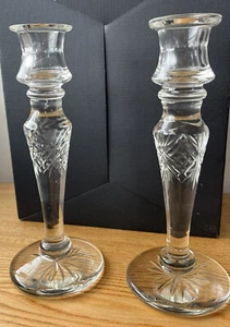 Pair of beautiful Victorian hand blown cut glass candlesticks 9” - Picture 1 of 7