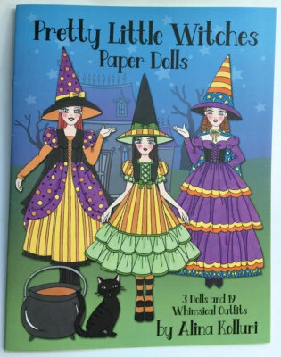 Whimsical Wardrobe for 3 PRETTY LITTLE WITCHES Paper Dolls - by Alina Kolluri