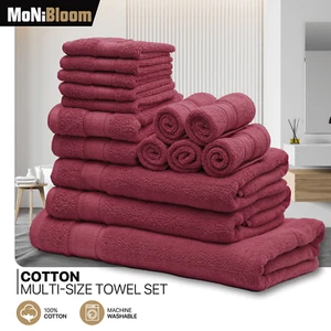 15Pcs 100% Cotton Towel Set Bath Sheet+2 Bath Towels+2 Hand Towels+10 Washcloths - Picture 1 of 12