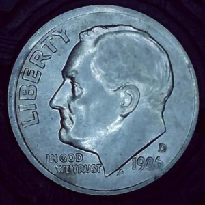1986 D Dime error broadstruck - Picture 1 of 7