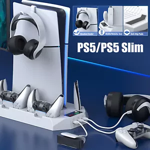 PS5 Slim/PS5 Vertical Cooling Fan Stand Controller Charger Station For PS5 - Picture 1 of 9