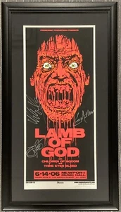 Lamb of God Signed Poster 11x25 LE 6/14/06 Chris Adler Blythe +3 Auto Framed JSA - Picture 1 of 10