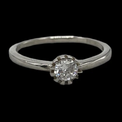 Anello da donna in argento 925/1000 e zircone tondo solitario elegante classico. - Immagine 1 di 4