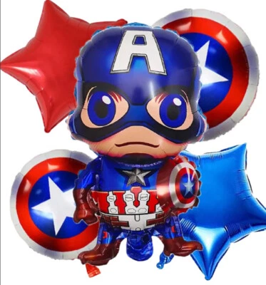 LS PARTY (5 Pcs) Captain America **SALE** Hero Set Balloons Avenger Blue Superhero XL
