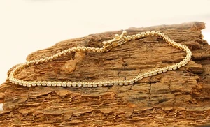 1.00 CT Round I2 H Natural Diamond Tennis Bracelet 10K Yellow Gold 8.5" Inch_USA - Picture 1 of 10