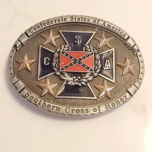 Vintage Confederate States of America Southern Cross of Honor Belt Buckle - Picture 1 of 4